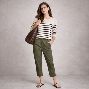 Akris Punto Olive Pull-On Crop Pants Size 8